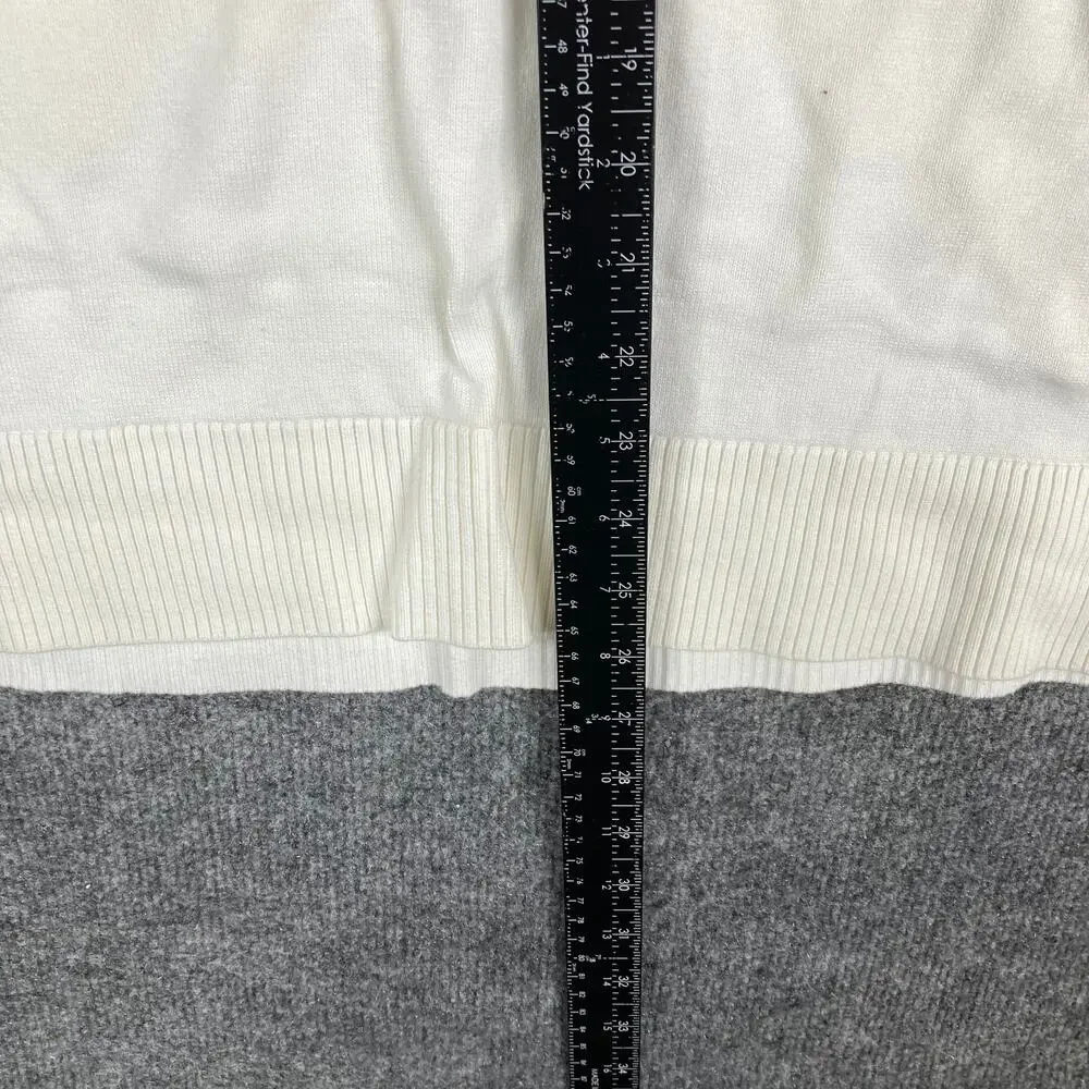 Tommy Hilfiger Sweater Mens L Cream Mock Neck Stripe‎ Logo Pullover